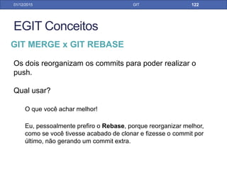 31/01/17 GIT
• 2º Rebase para aplicar as mudanças ao
seu código
RESOLVENDO CONFLITOS NO GIT = FETCH + REBAS
PELO ECLIPSE
 