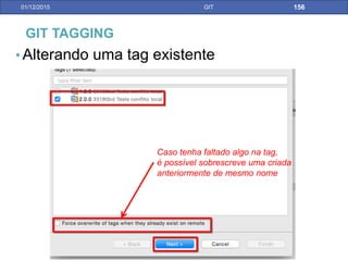 Trabalhando com Múltiplos
Repositórios
31/01/17 GIT
Ao realizar um push no clone local de origin2,
as tags enviadas estão no novo repositório
 