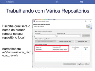 Gitflow Workflow
• Release branches: Devem ser criadas a partir da branch
develop e serem integradas novamente na develop e
master, normalmente possua o nome release-x.y.z, onde
x.y.z é o número da versão.
• São usadas para preparar a release. Fazendo as
pequenas correções finais antes de lançar a versão de
produção. Com isso a feature develop fica livre para
receber mudanças da próxima grande release
31/01/17 GIT
 