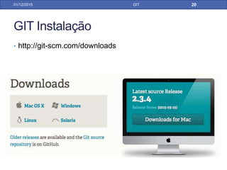 GIT Organização dos Commits
31/01/17 GIT
3
2
LOCAL REMOTO
2
11
PUSH successful
PULL
4
PUSH
REBASE
4
FETCH
3
 