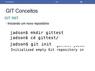 EGIT
31/01/17 GIT
EGit é o plugin padrão do Eclipse para o sistema de controle
de versão GIT
O projeto EGit está implementando em cima da
implementação JGit, biblioteca Java para Git
Já vem por padrão nas distribuições do eclipse mais
recentes.
 