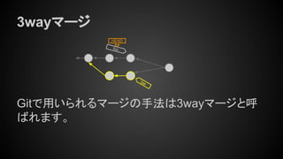 foo
HEAD
bar
3wayマージ
Gitで用いられるマージの手法は3wayマージと呼
ばれます。
 