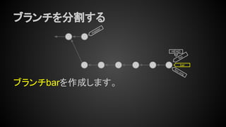 ブランチを分割する
ブランチbarを作成します。
foo
HEAD
master
bar
foo.orig
 