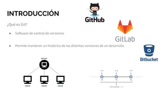 INTRODUCCIÓN
¿Qué es Git?
● Software de control de versiones
● Permite mantener un histórico de las distintas versiones de un desarrollo
 