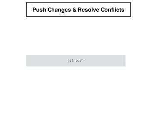 Push Changes & Resolve Conﬂicts
git push
 