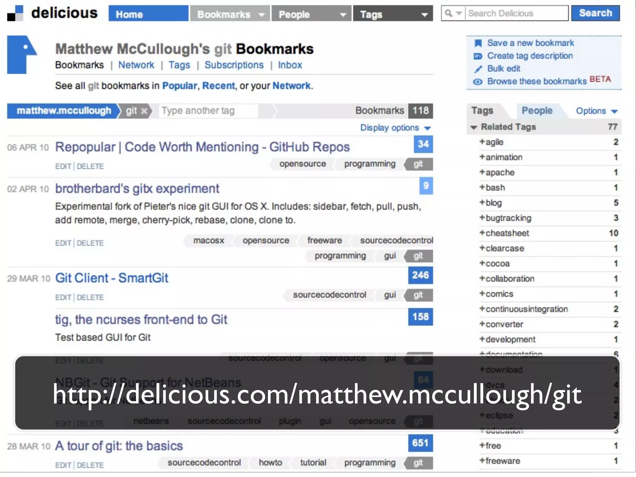 http://delicious.com/matthew.mccullough/git
 