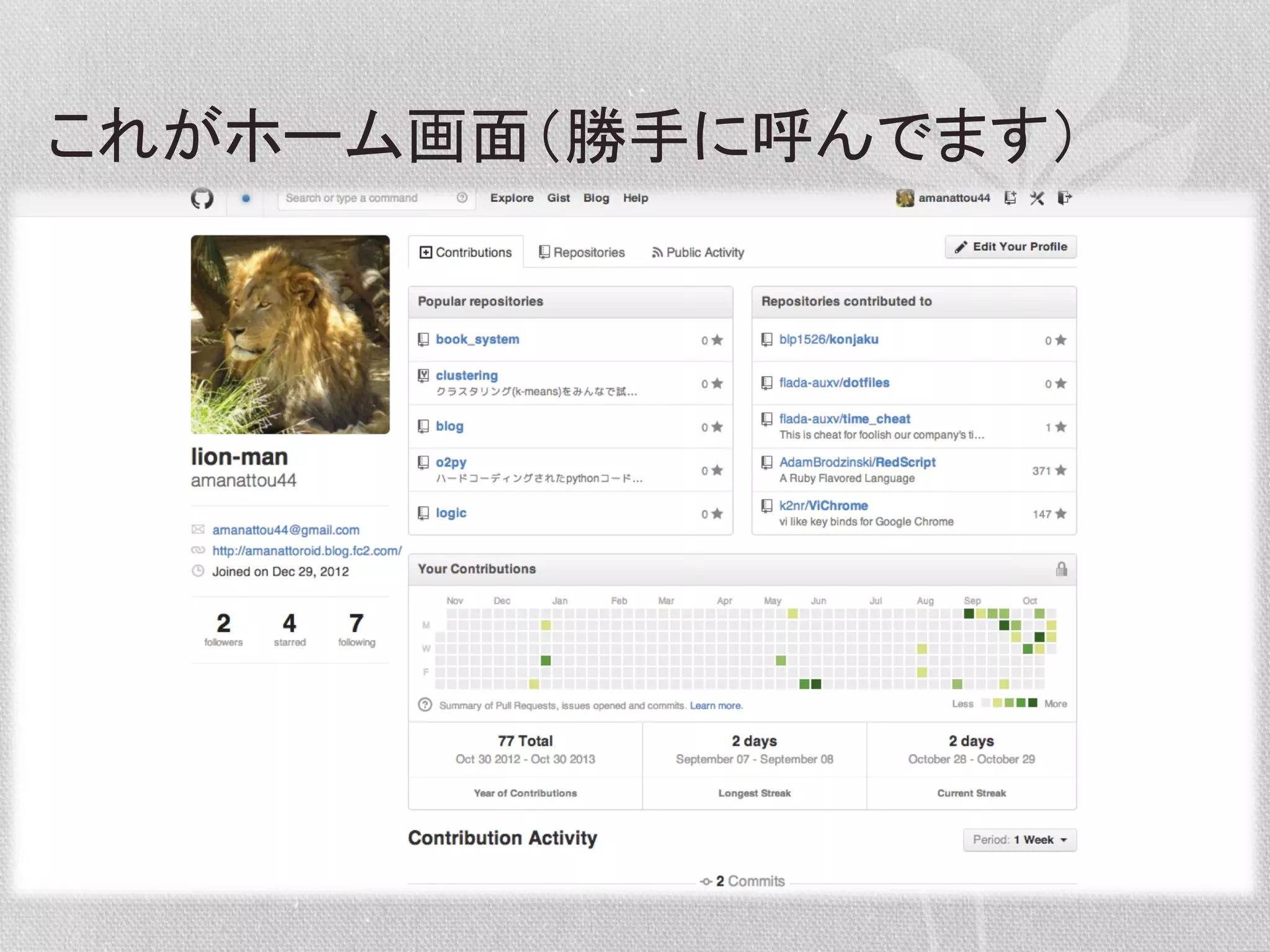 これがホーム画面（勝手に呼んでます）	
  

 
