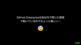 GitHub Enterpriseは各社内で閉じた環境で
動いているのでちょっと難しい…
😨
 