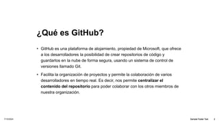 Sistema de control de versiones Github para desarrolladores | PPTX