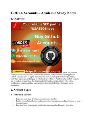 A Guide to Easily Buying Second-Hand GitHub Accounts in 2026 | PDF