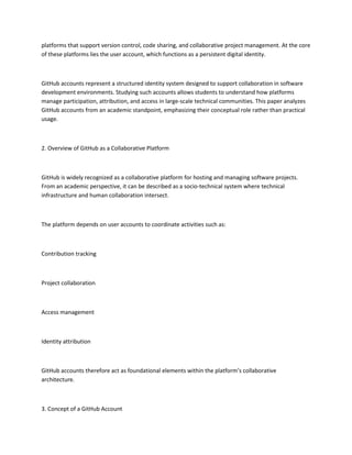 “An Academic Analysis of GitHub Accounts: User Identity and ...