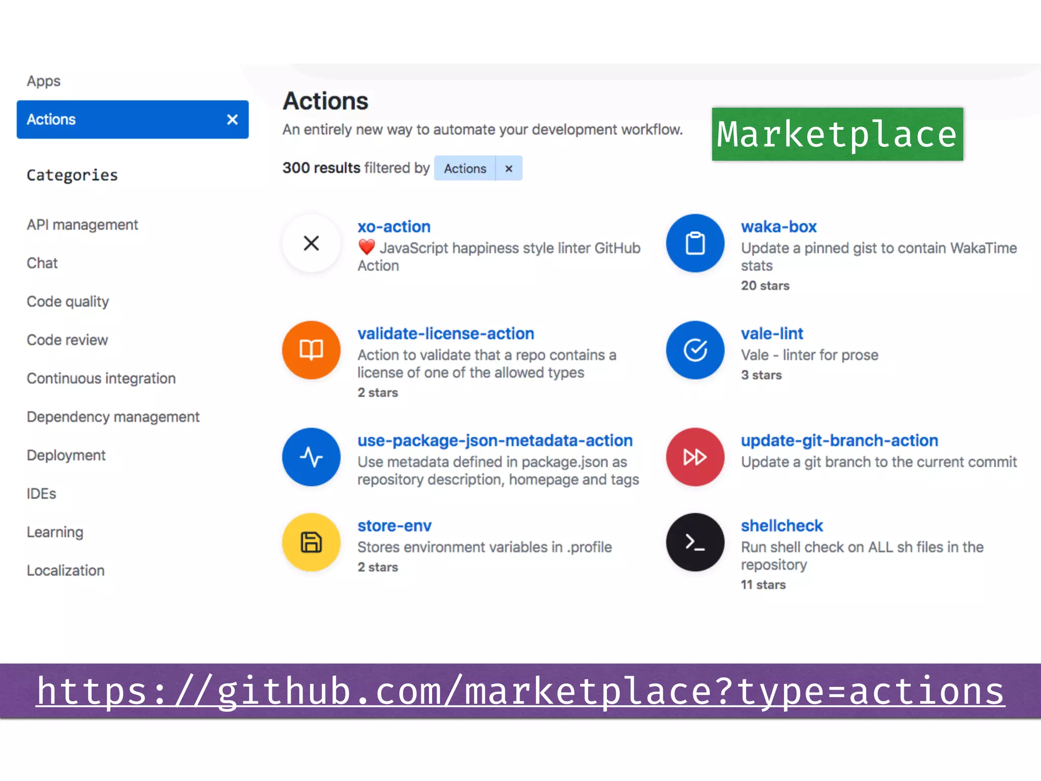 https://github.com/marketplace?type=actions
Marketplace
 