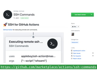 https://github.com/marketplace/actions/ssh-commands
 