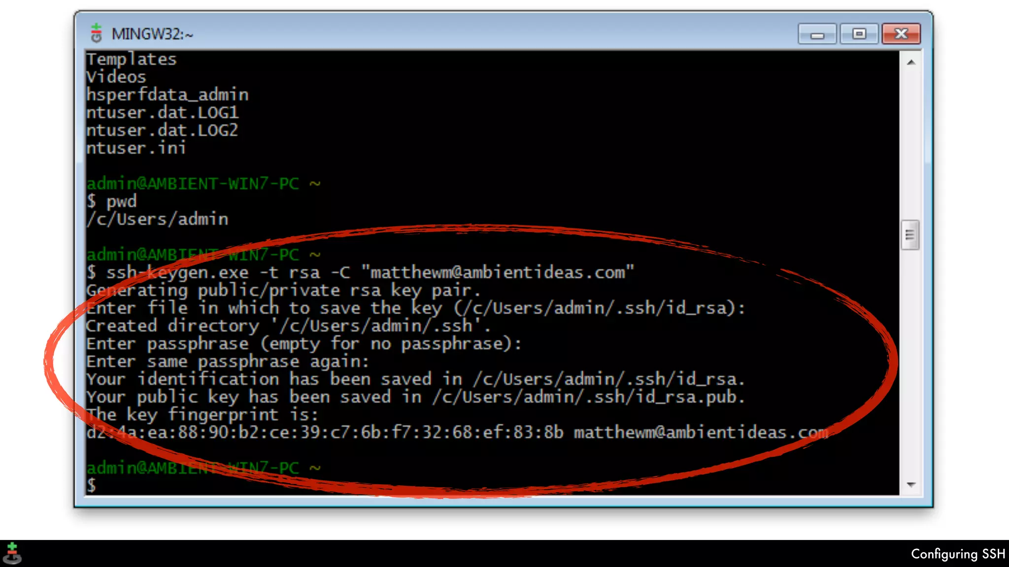 Conﬁguring SSH
 