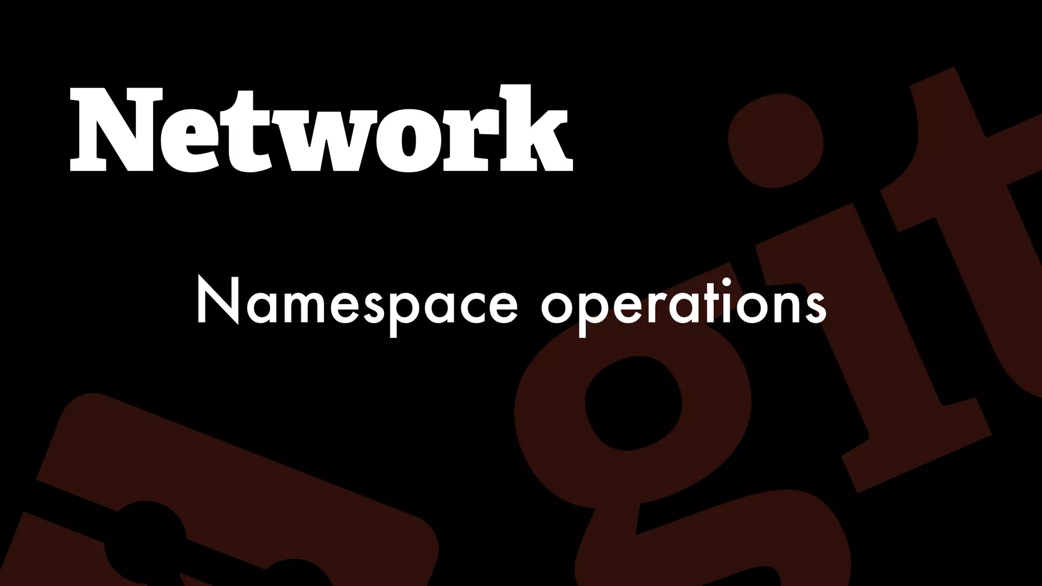 Network
Namespace operations
 