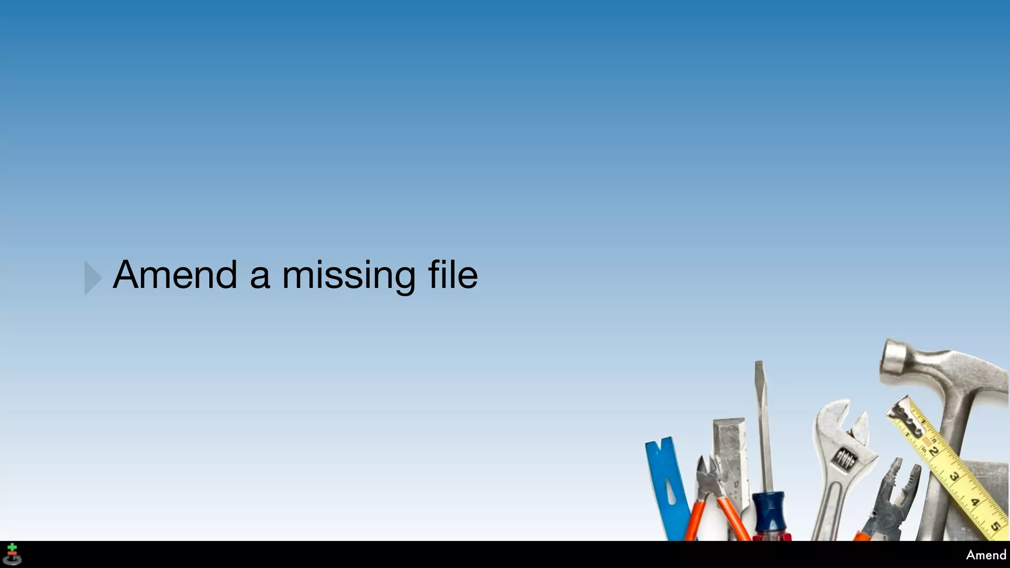 Amend
‣Amend a missing ﬁle
 