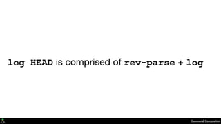 log HEAD is comprised of rev-parse + log
Command Composition
 