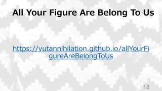All Your Figure Are Belong To Us
https://yutannihilation.github.io/allYourFi
gureAreBelongToUs
18
 