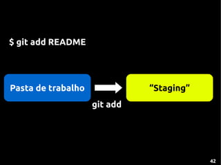 $ git add README




Pasta de trabalho             “Staging”
                    git add




                                          42
 