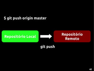 $ git push origin master



                               Repositório
Repositório Local
                                Remoto

                    git push




                                             42
 