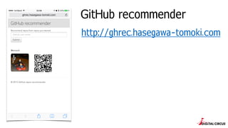 GitHub recommender
http://ghrec.hasegawa-tomoki.com
 