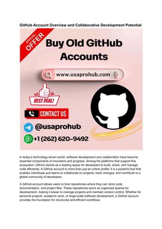 Maximizing Collaboration and Career Growth with GitHub Accounts | PDF