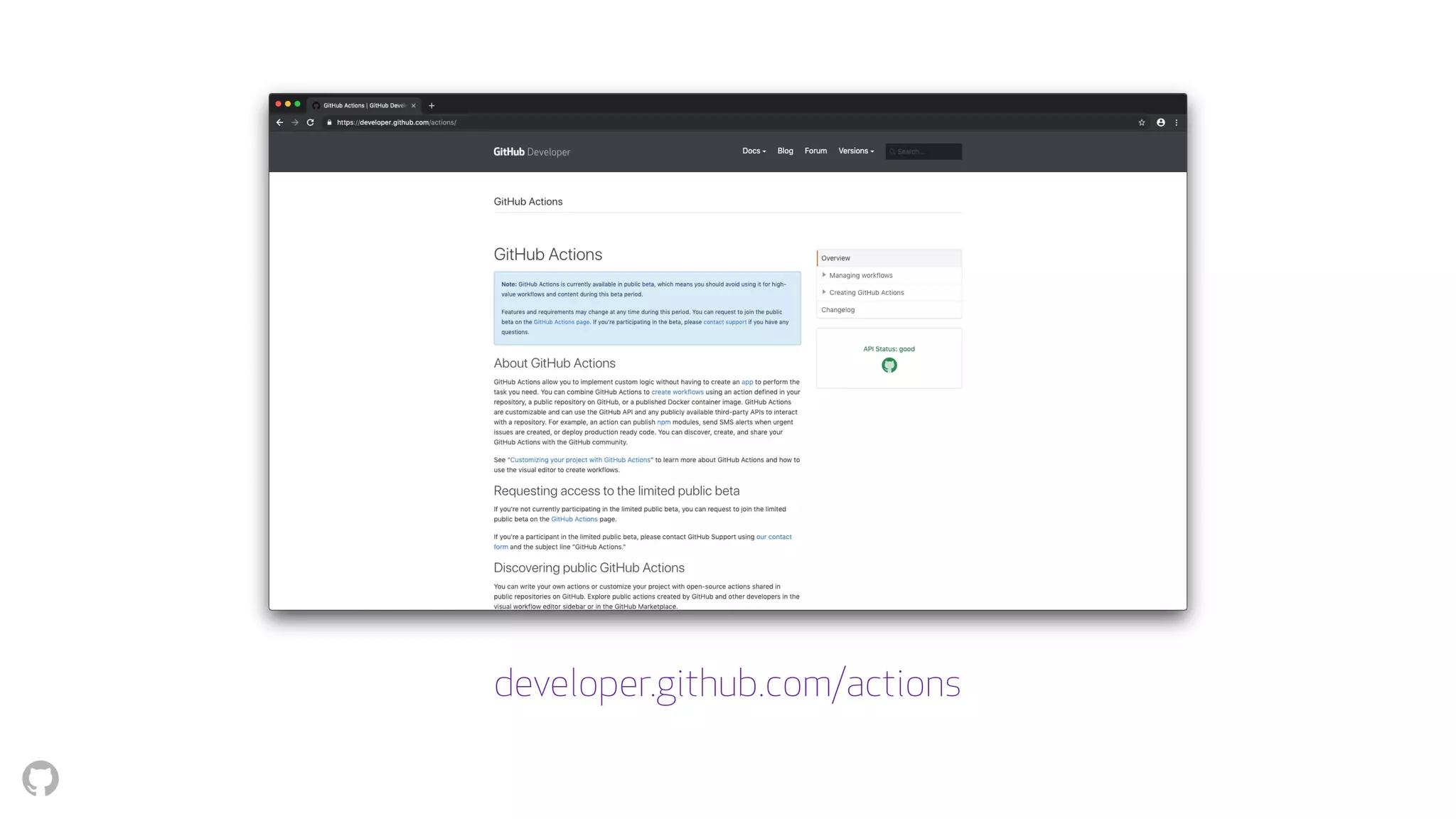 developer.github.com/actions
 