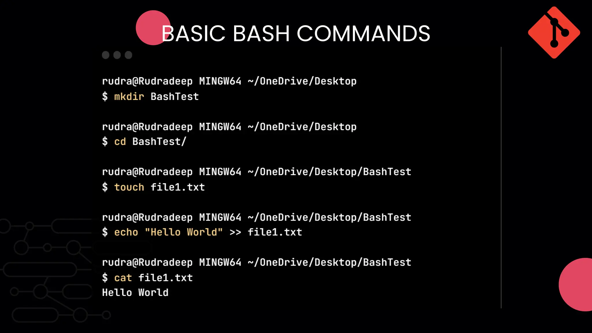 BASIC BASH COMMANDS
 