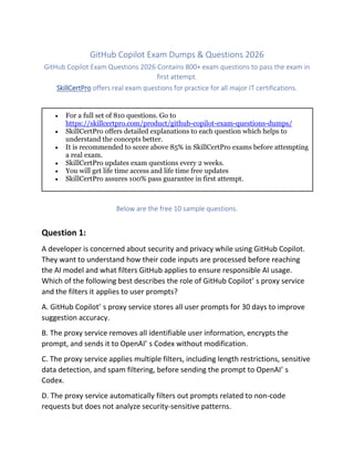Pass GitHub Copilot Exam Dumps & Questions 2026 | PDF