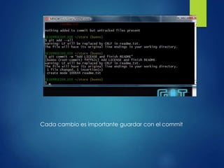 Cada cambio es importante guardar con el commit