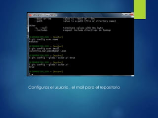Configuras el usuario , el mail para el repositorio