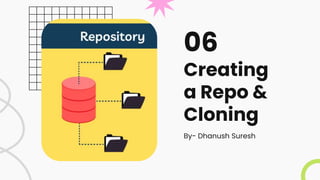 Creating
a Repo &
Cloning
06
By- Dhanush Suresh
 