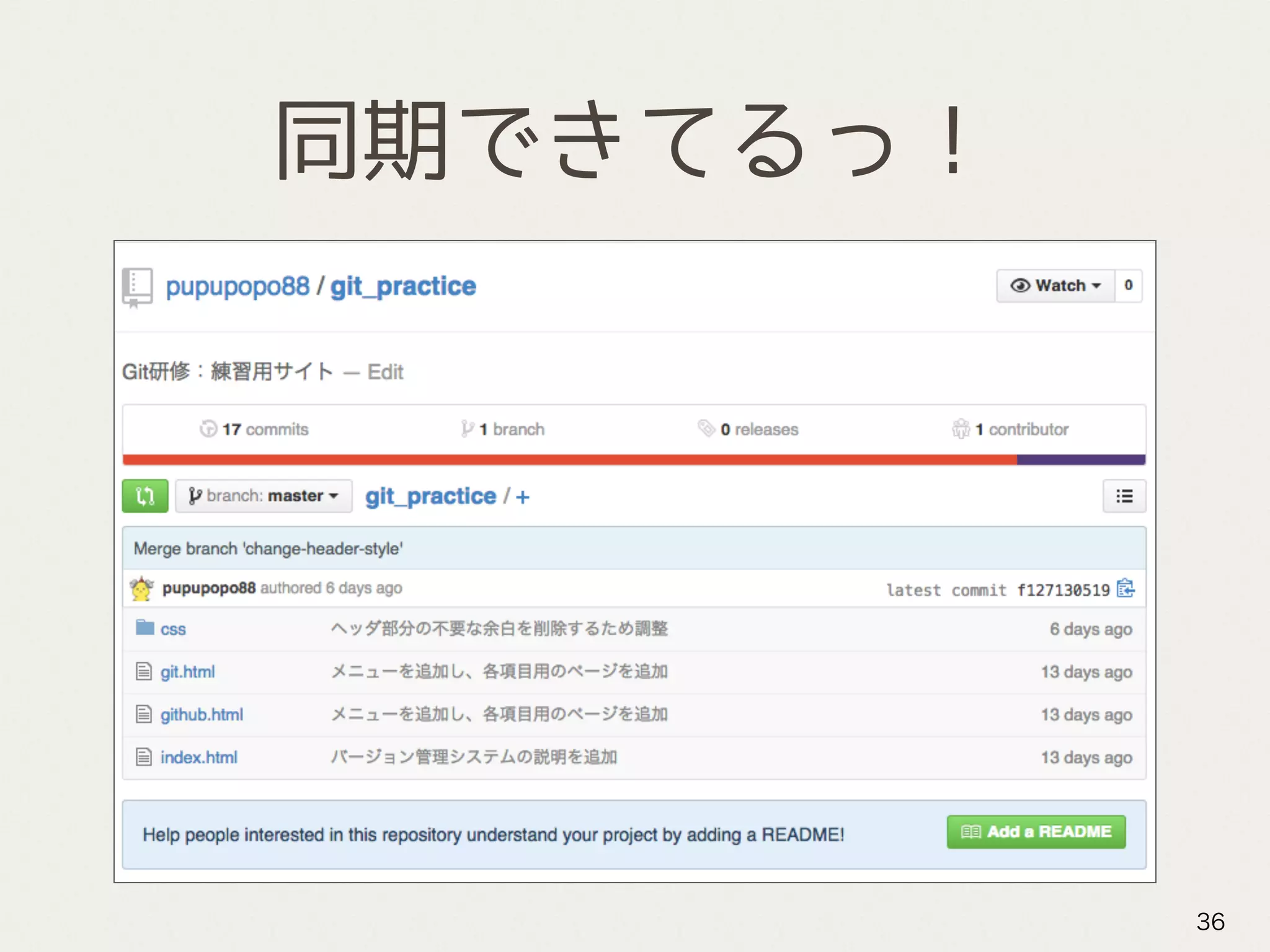 同期できてるっ！
36
 