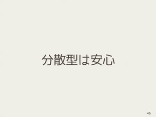 分散型は安心
45
 