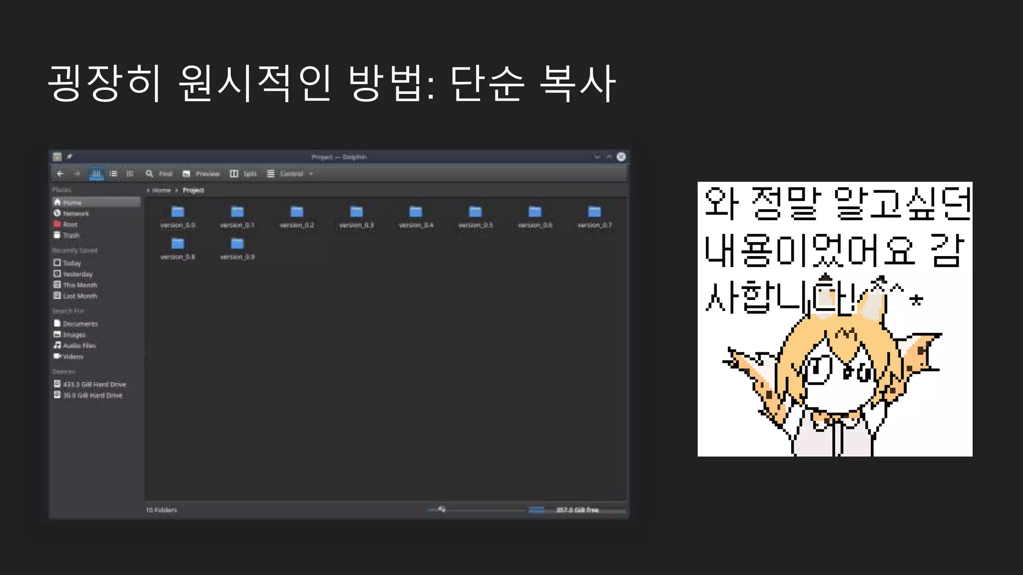 굉장히 원시적인 방법: 단순 복사 