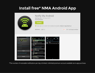 Install free* NMA Android App
*The number of receivable notifications per day is limited. Unlimited premium account availa...