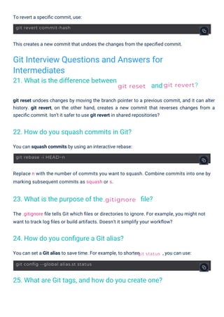 Git Interview Questions PDF By ScholarHat | PDF