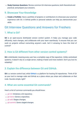 Git Interview Questions PDF By ScholarHat | PDF