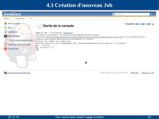 4.3 Création d'nouveau Job

25.12.13

Your name here (insert->page number)

55

 
