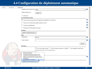 4.4 Configuration du déploiement automatique

25.12.13

Your name here (insert->page number)

71

 