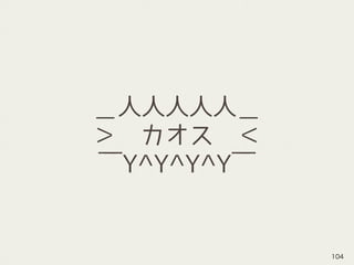 ＿人人人人人＿
＞　カオス　＜
￣Y^Y^Y^Y￣
104
 