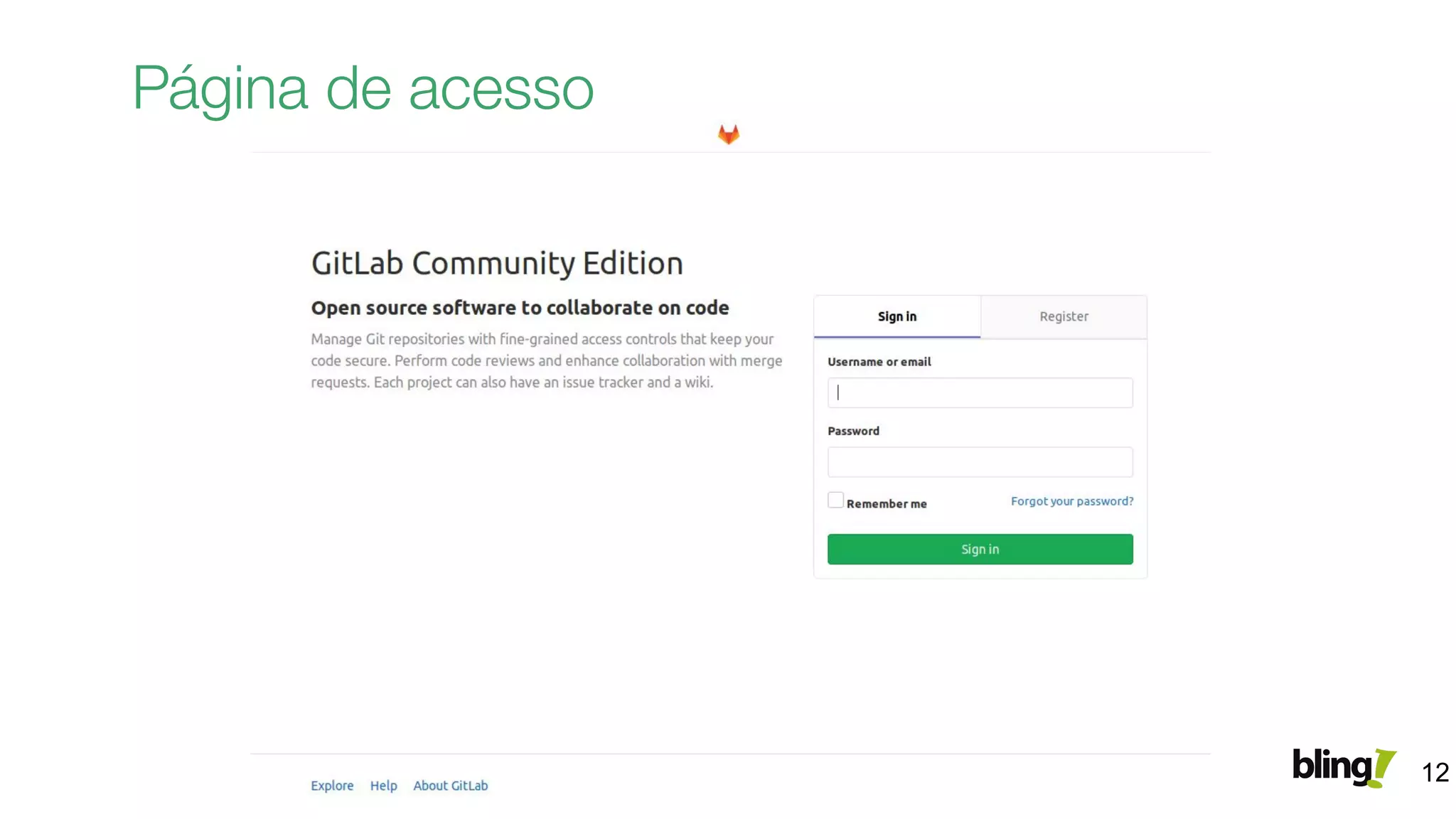 Página de acesso
12
 