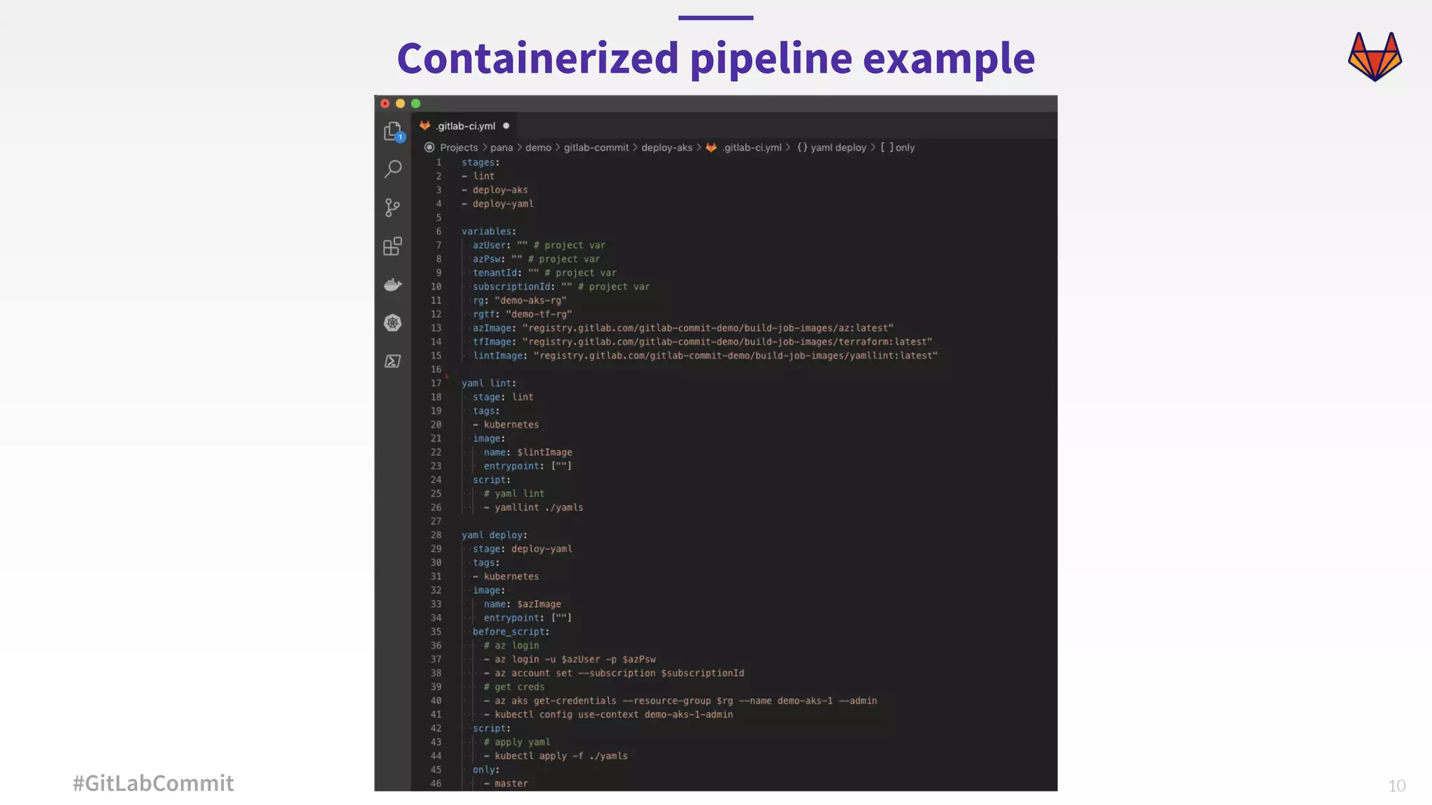 10#GitLabCommit Containerized pipeline example 