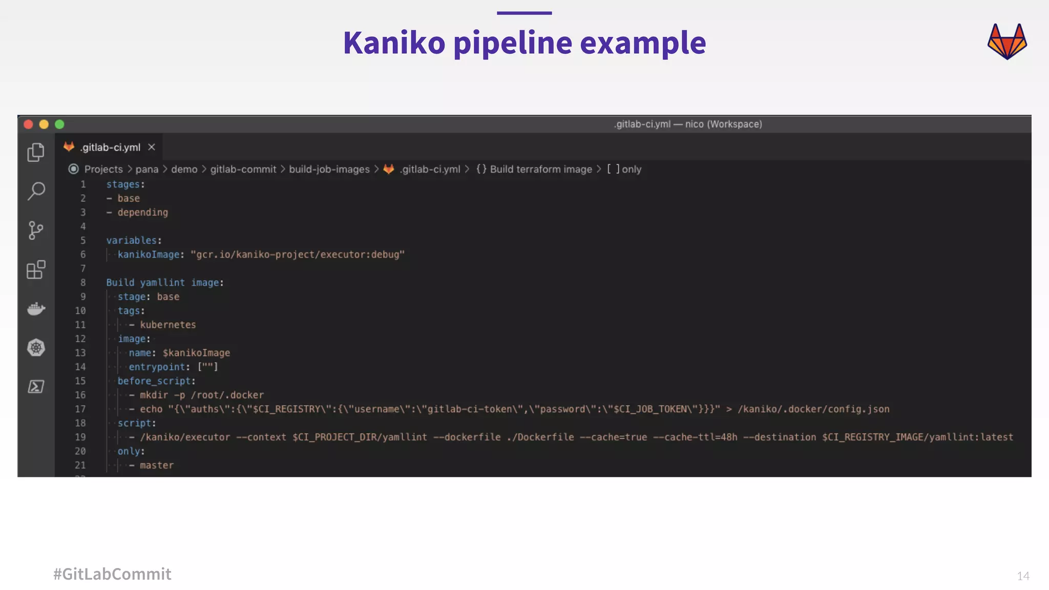 14#GitLabCommit Kaniko pipeline example 