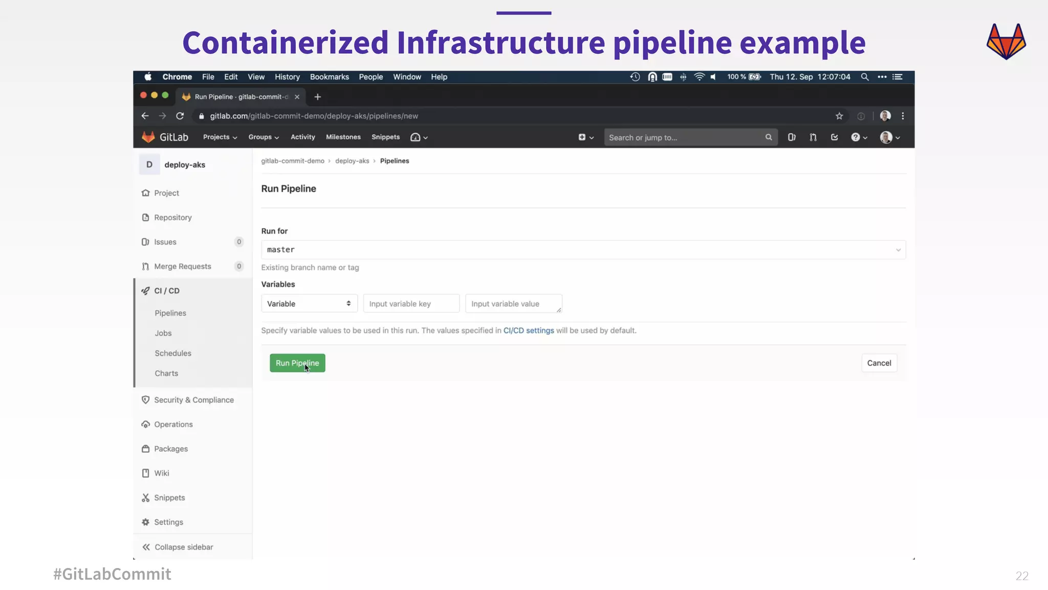 22#GitLabCommit Containerized Infrastructure pipeline example 