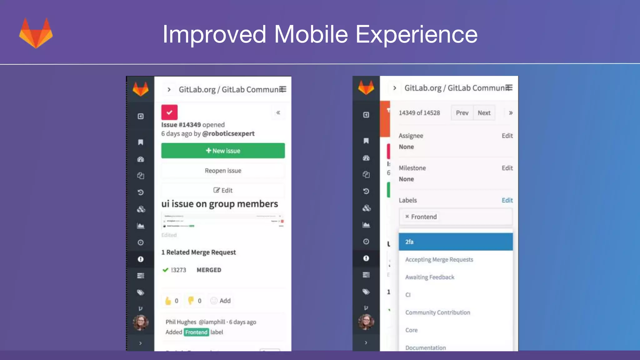 Improved Mobile Experience
 