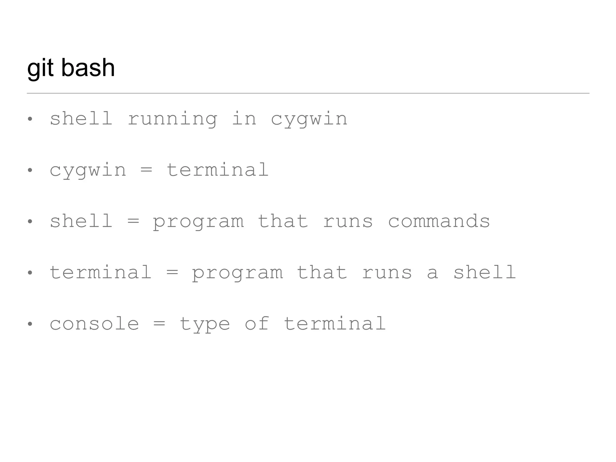 creating a repo
git init
 
