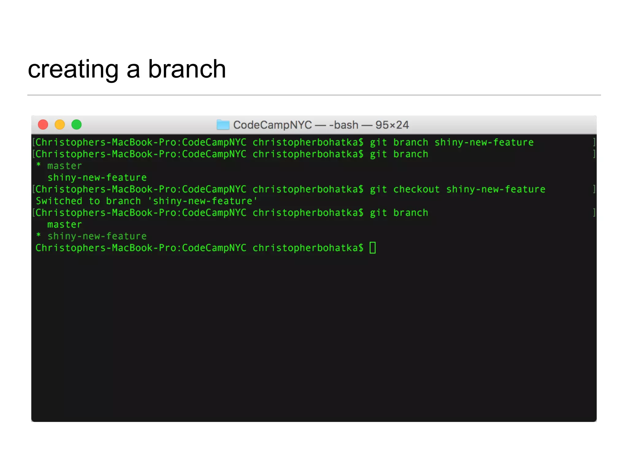 creating a branch
 