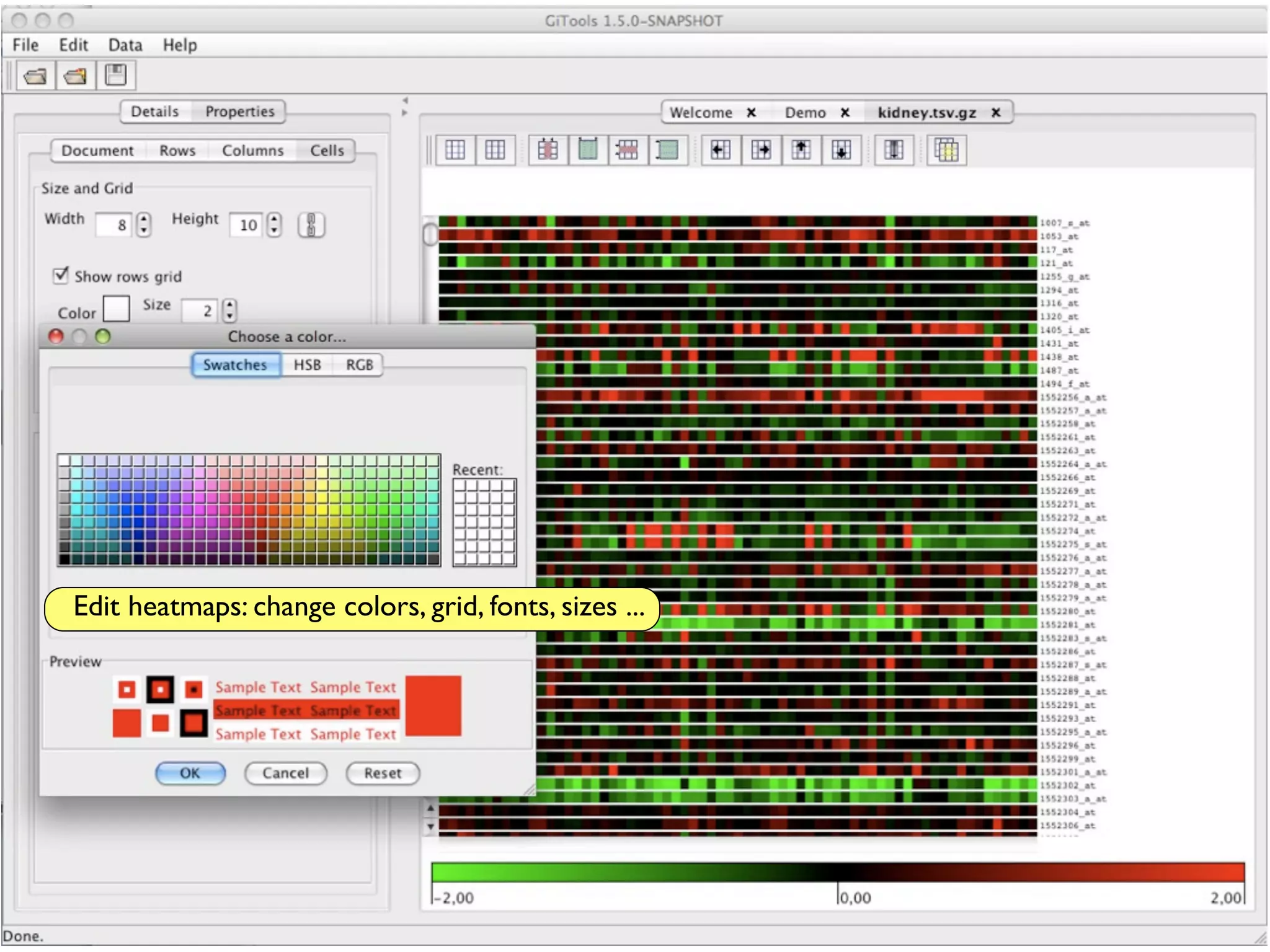 Edit heatmaps: change colors, grid, fonts, sizes ...
 