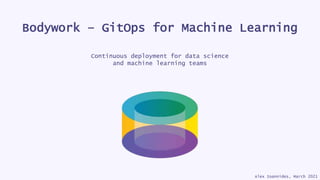 Bodywork – GitOps for Machine Learning
Continuous deployment for data science
and machine learning teams
Alex Ioannides, March 2021
 